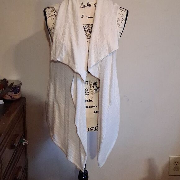 ANTHROPOLOGIE PUELLA Cream Sleeveless Draped Vest Size Large - Picture 6 of 12